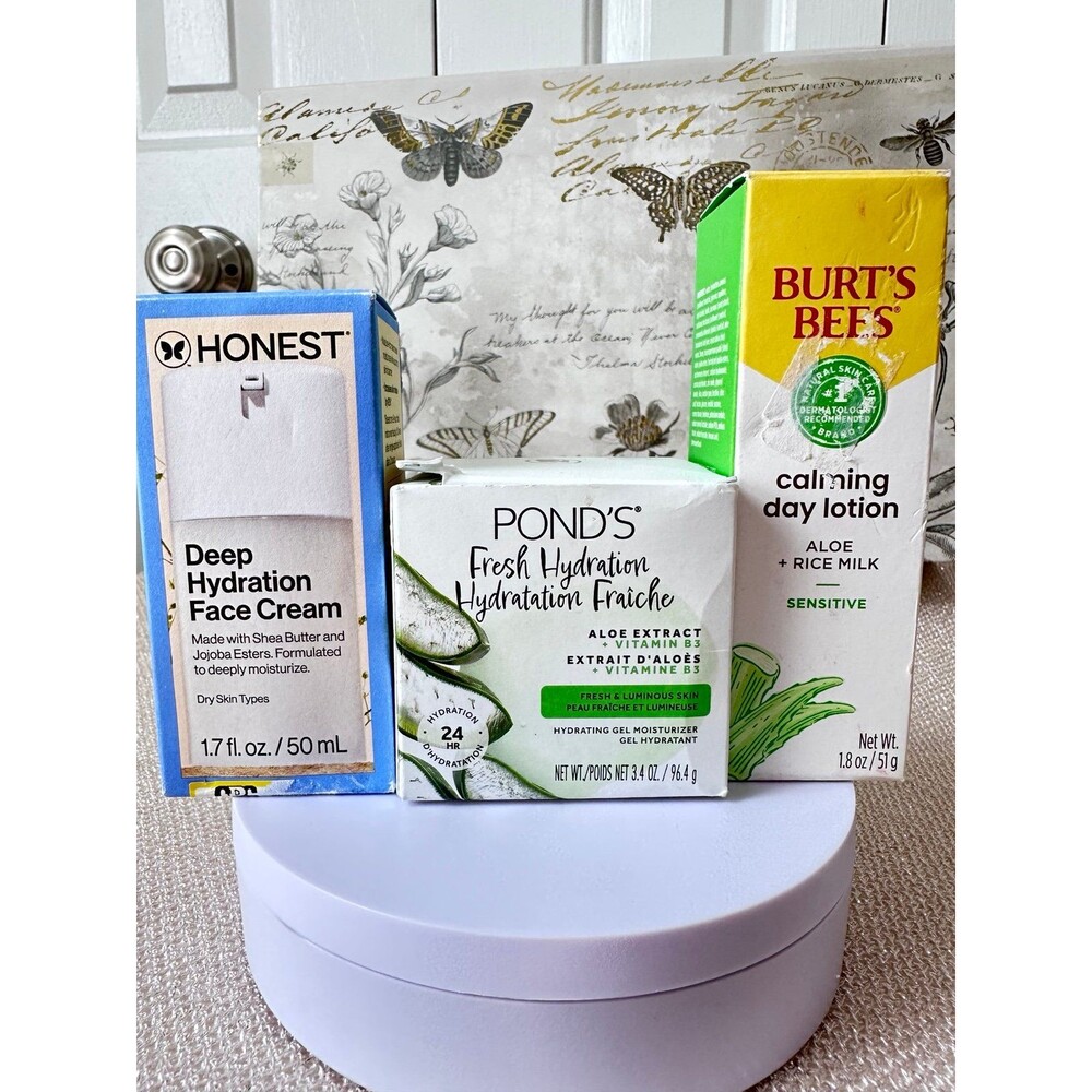 3 pc Face moisturizer lotion & cream set - Honest co, Ponds, and Burt’s bees